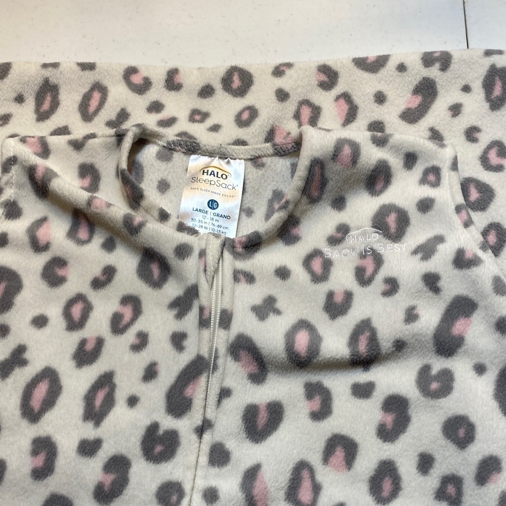 Halo Leopard Print SleepSack with Pink and Gray